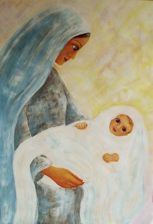 He Made A Way in a Manger (målning från min mamma: https://artforcreation.wordpress.com/2014/12/23/mother-mary-and-child-jesus-3)